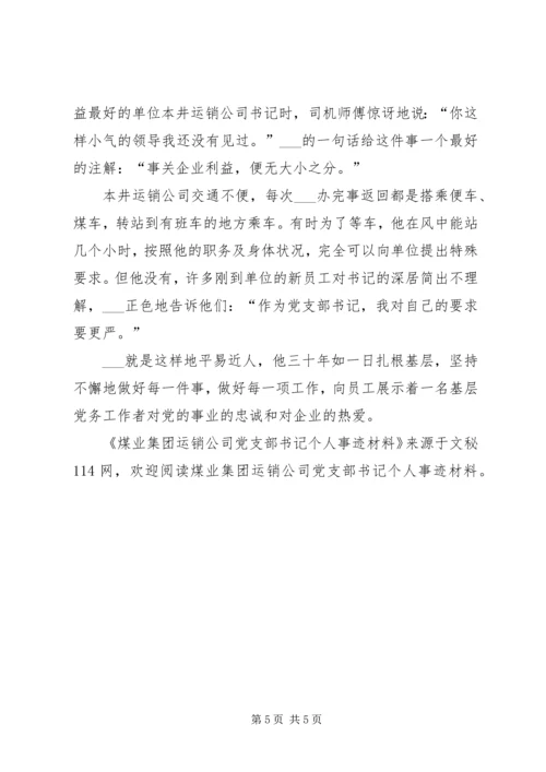 煤业集团运销公司党支部书记个人事迹材料.docx