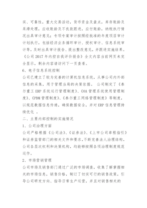 公司内控自我评价报告.docx