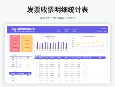 发票收票明细统计表