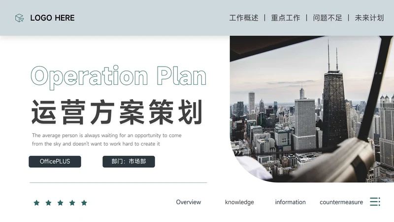 绿色沉稳图文运营方案策划PPT模板