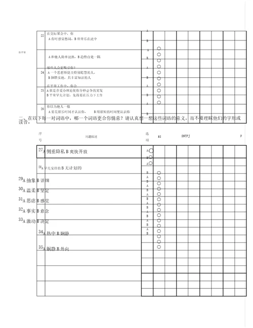 mbti职业性格测试题附后资料