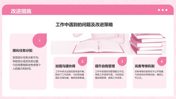 粉色3D风学习委员述职总结PPT模板