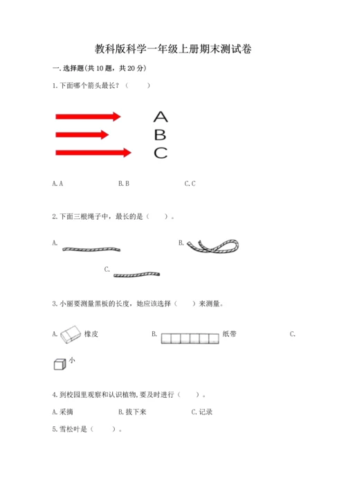 教科版科学一年级上册期末测试卷【b卷】.docx
