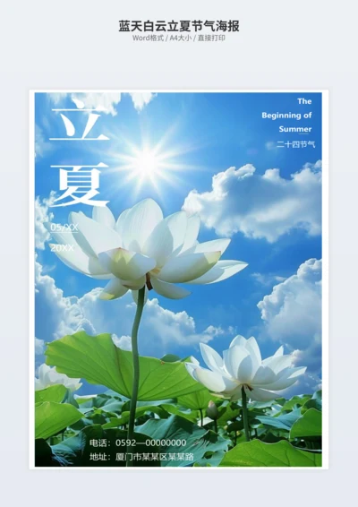 蓝天白云立夏节气海报