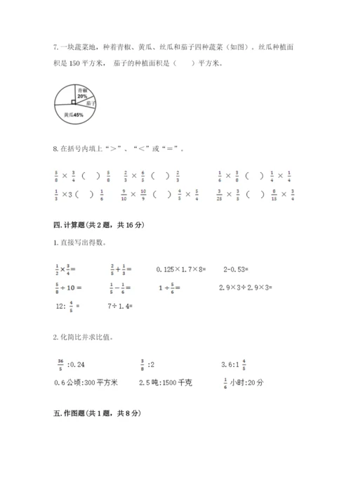 人教版六年级上册数学期末测试卷附参考答案（巩固）.docx