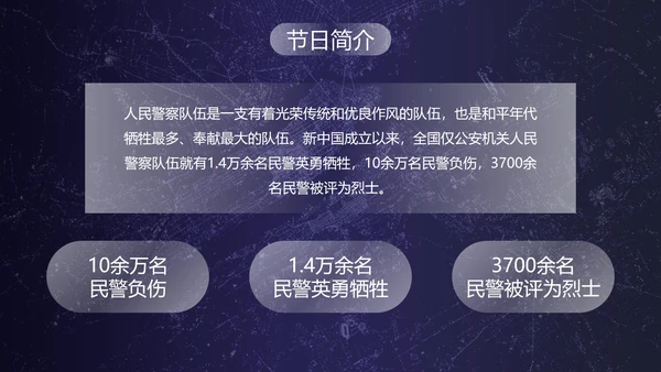 深蓝剪影中国人民警察节主题教育PPT模板
