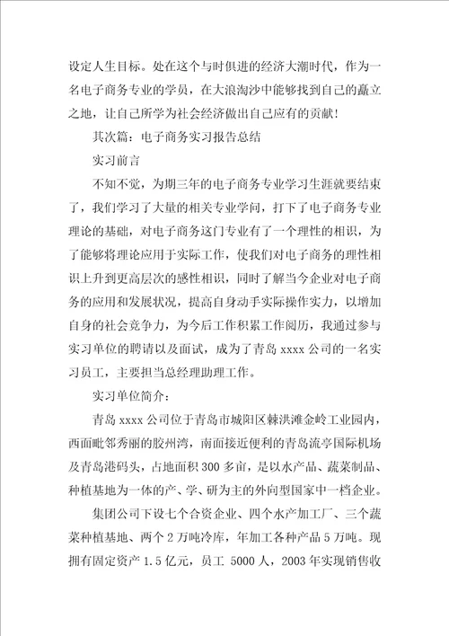 电子商务实习报告总结