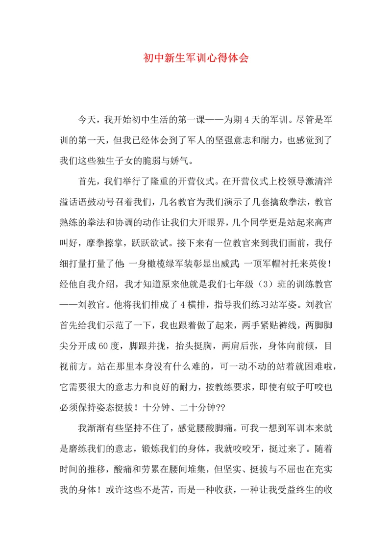 初中新生军训心得体会（一）.docx