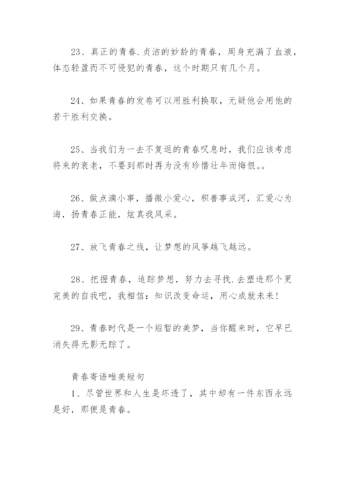 关于唯美的简短的青春寄语 青春寄语唯美短句.docx