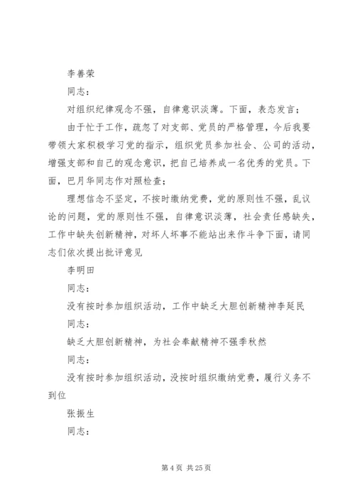 专题组织生活会主持词范文大全.docx