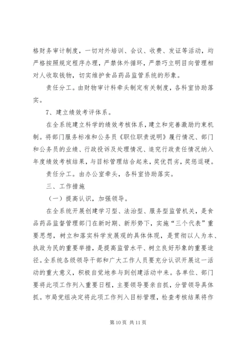 药监局创建“学习型、法治型、服务型机关”实施方案 (9).docx