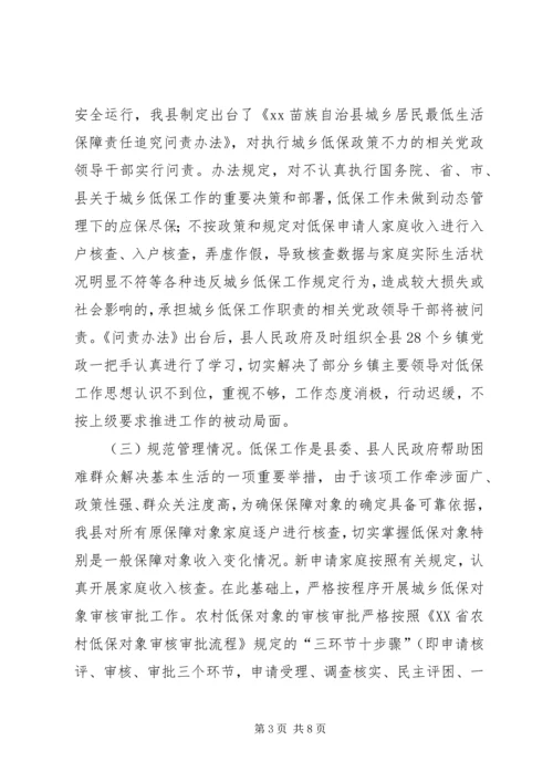 最低生活保障政策落实情况报告.docx