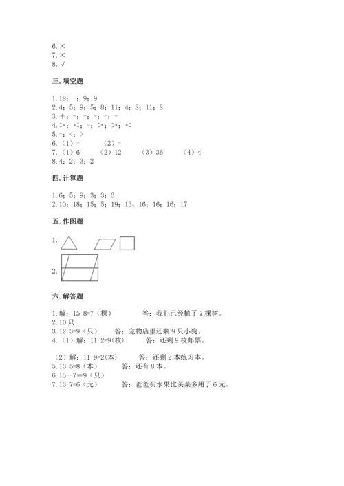 人教版一年级下册数学期中测试卷精品【考点梳理】.docx