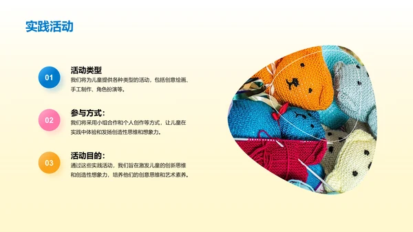 黄色简约扁平儿童创意思维和艺术素养培养PPT模板