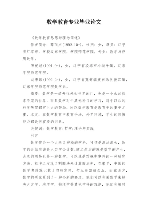数学教育专业毕业论文精编.docx