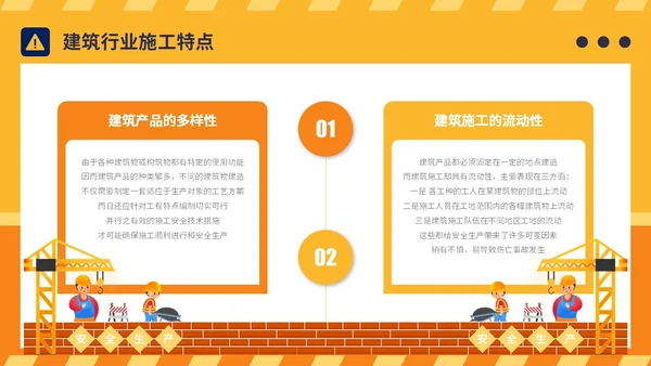 橙黄简约插画风典型建筑施工生产安全事故警示教育PPT模板
