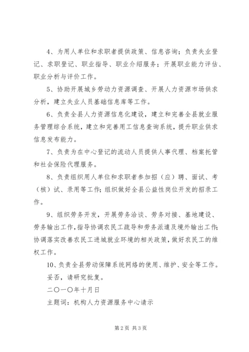 关于人力资源市场机构请示.docx