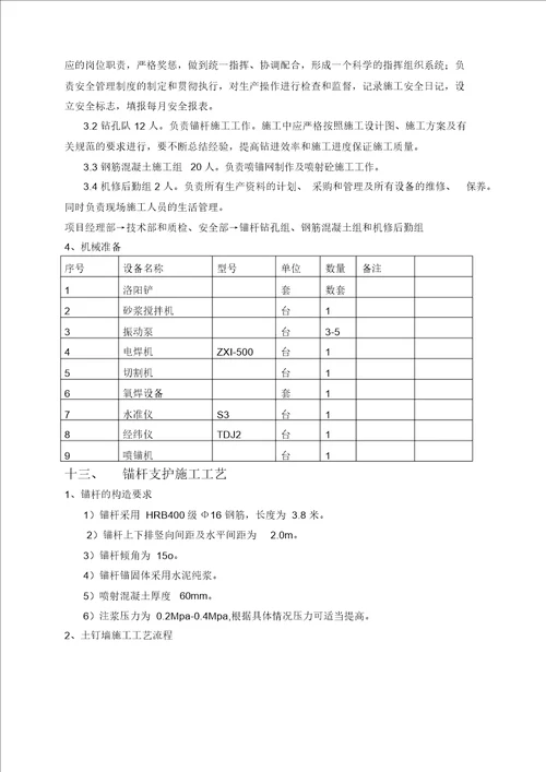 锚杆支护边坡方案