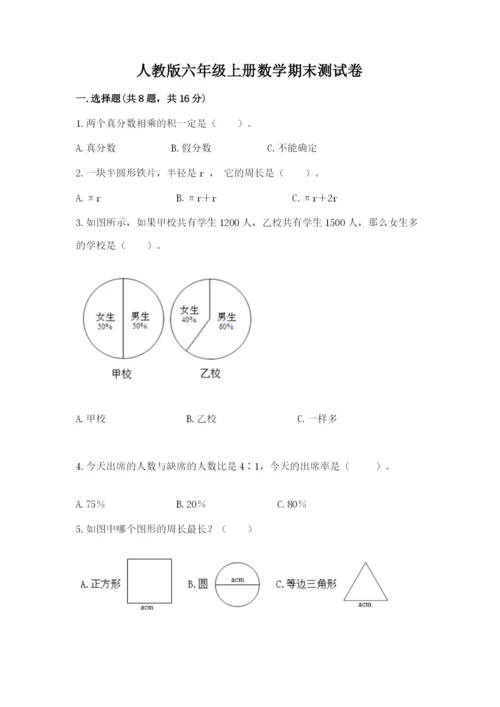 人教版六年级上册数学期末测试卷a4版可打印.docx