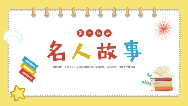 黄色多彩卡通成语故事水滴石穿PPT课件