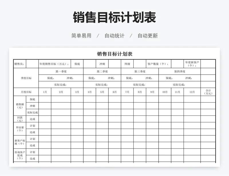 销售目标计划表