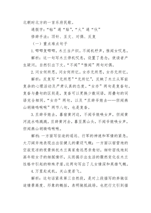 木兰诗中的文言知识点总结.docx