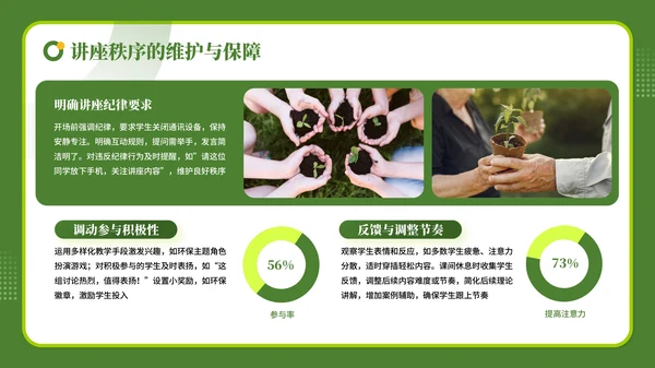 绿色商务风学校教师的环保科普讲座