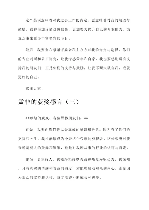 孟非的获奖感言