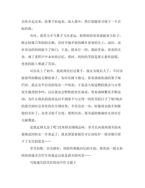 2023最新被遗失的美好高一作文精选5篇倾情整理