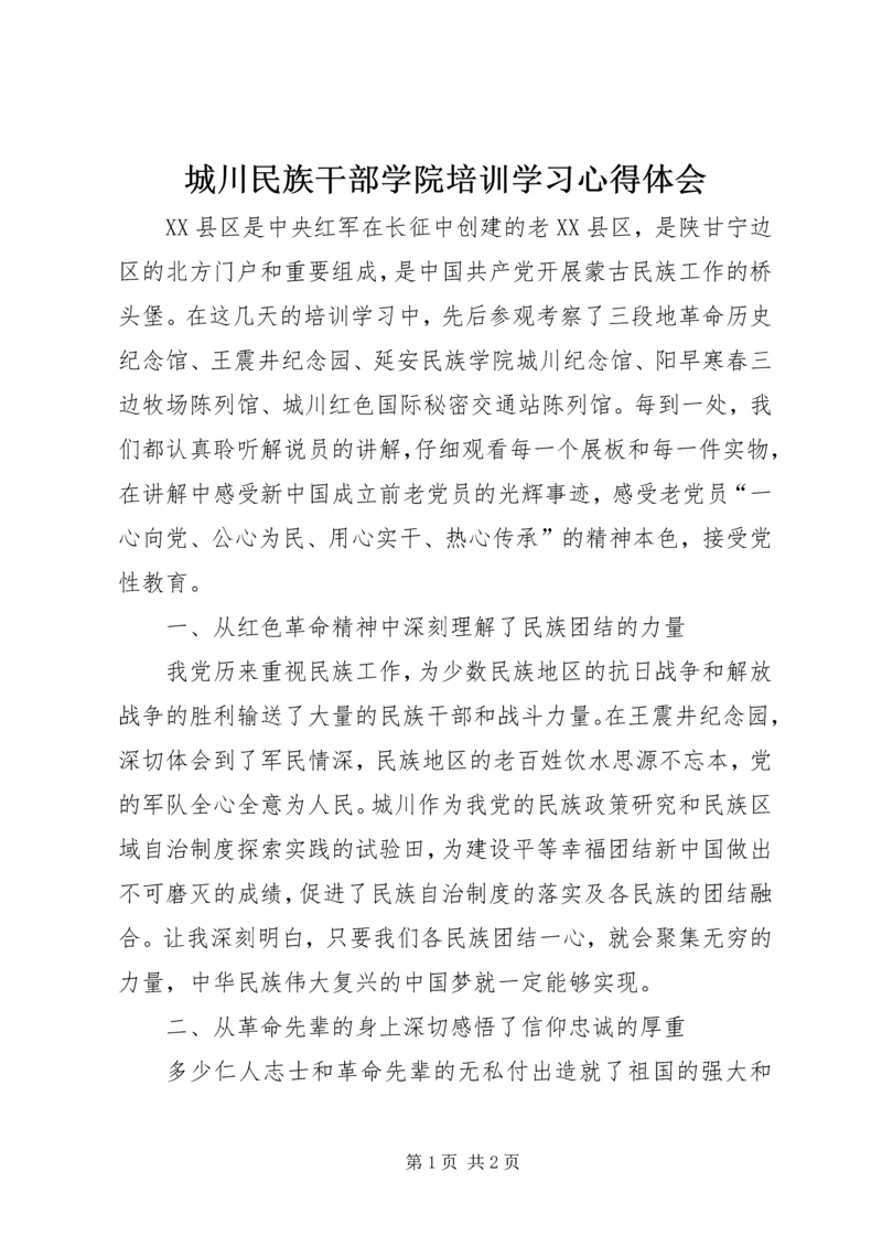 城川民族干部学院培训学习心得体会.docx
