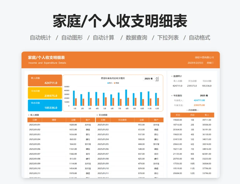 家庭个人收支明细表