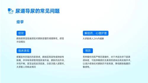 蓝色简约形状导尿相关知识培训PPT课件护理医疗