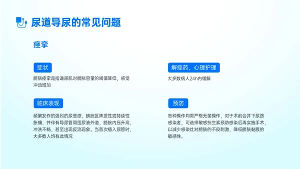 蓝色简约形状导尿相关知识培训PPT课件护理医疗