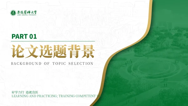 绿金配色安徽医科大学通用PPT模板