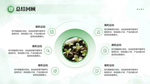 绿植水彩小清新教学通用PPT模板