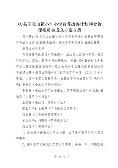 XX县区金山镇小洼小学营养改善计划膳食管理委员会成立方案5篇_1.docx