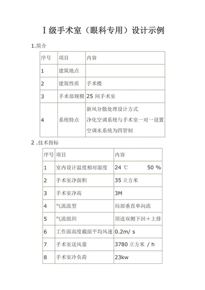 Ⅰ级手术室（眼科专用）设计示例