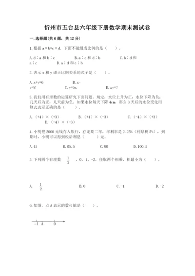 忻州市五台县六年级下册数学期末测试卷含答案.docx