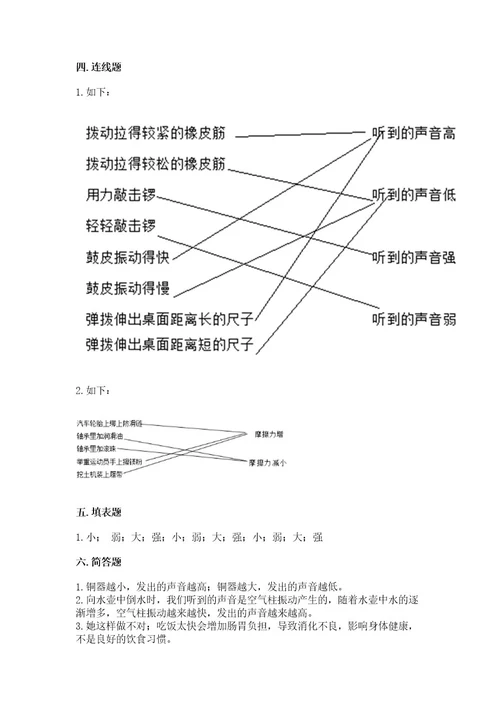 教科版四年级上册科学期末测试卷含答案（实用）