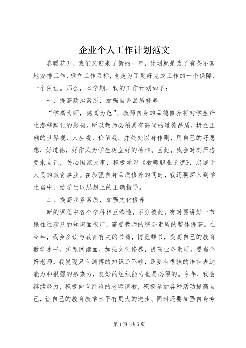 企业个人工作计划范文.docx