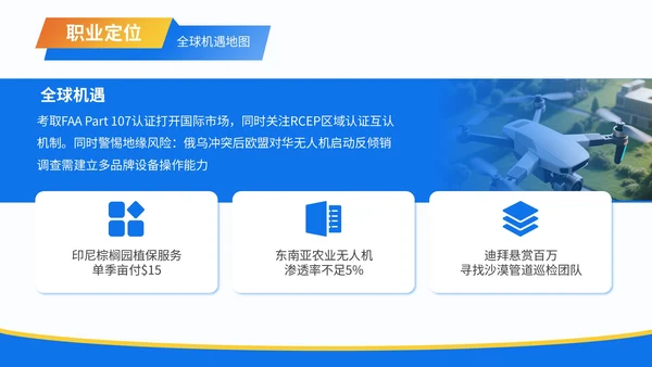 蓝色3D风职业生涯规划无人机