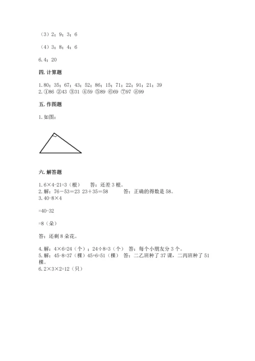 人教版二年级上册数学期末测试卷【夺分金卷】.docx