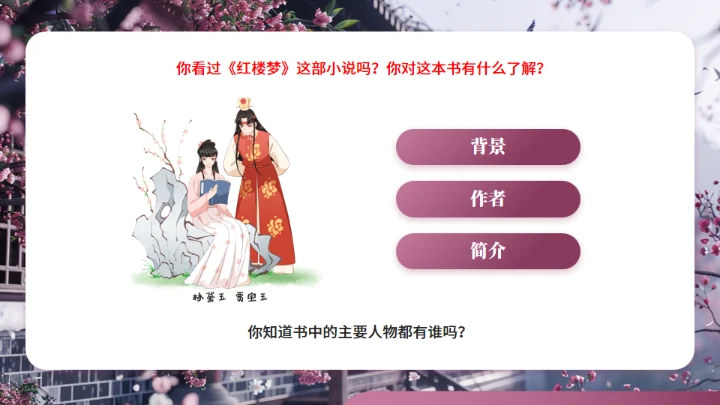 红楼梦大观园春趣红梅通用PPT模板