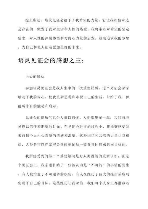 谈谈培灵见证会的感想