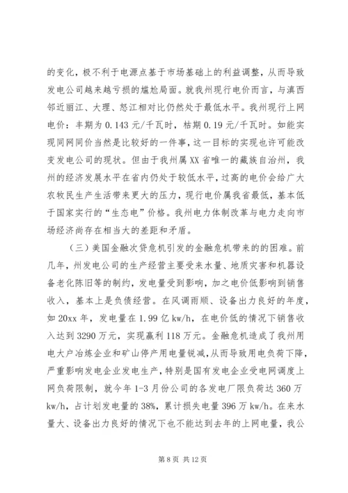 发电公司生产经营状况调研报告 (2).docx