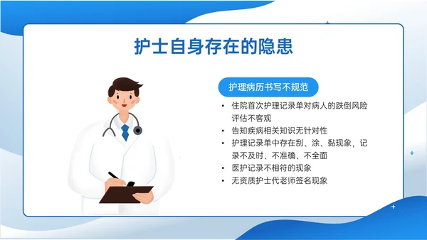 蓝色插画商务风格患者安全管理PPT课件护理安全管理
