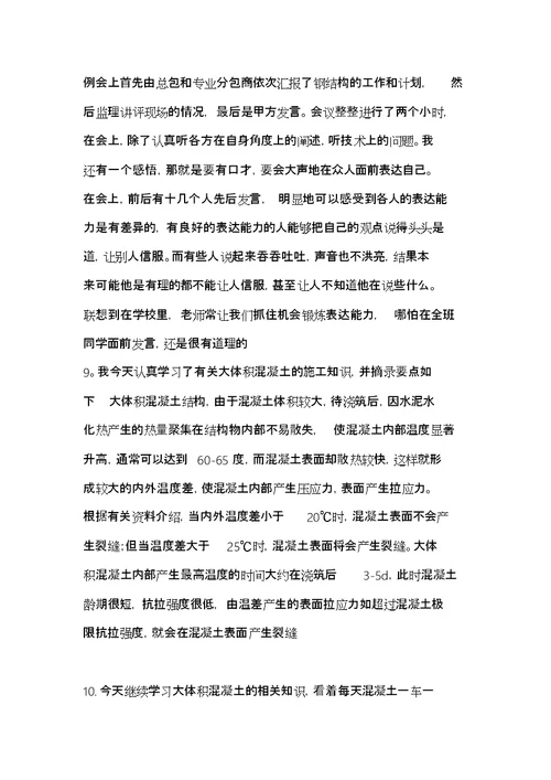 土木工程施工实习日志