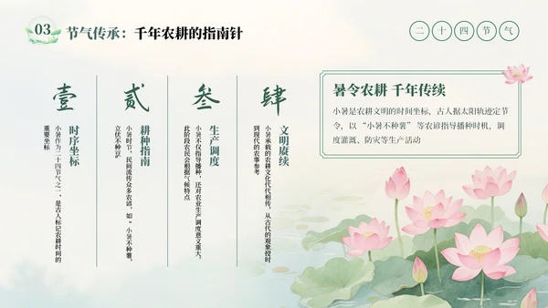 绿色清新中式二十四节气小暑科普教学课件PPT模板
