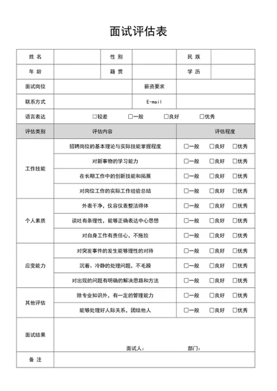 面试评估表