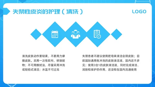 蓝色简约失禁性皮炎的护理PPT模板宣传PPT动态PPT